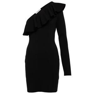 $613 EUC Philosophy di Lorenzo Serafini One-shoulder Ruffled Minidress Black 8